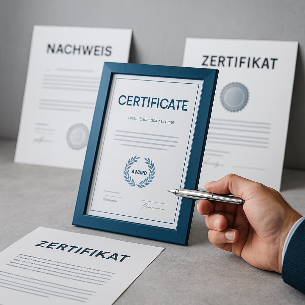 nachweis zertifikat website optimiert